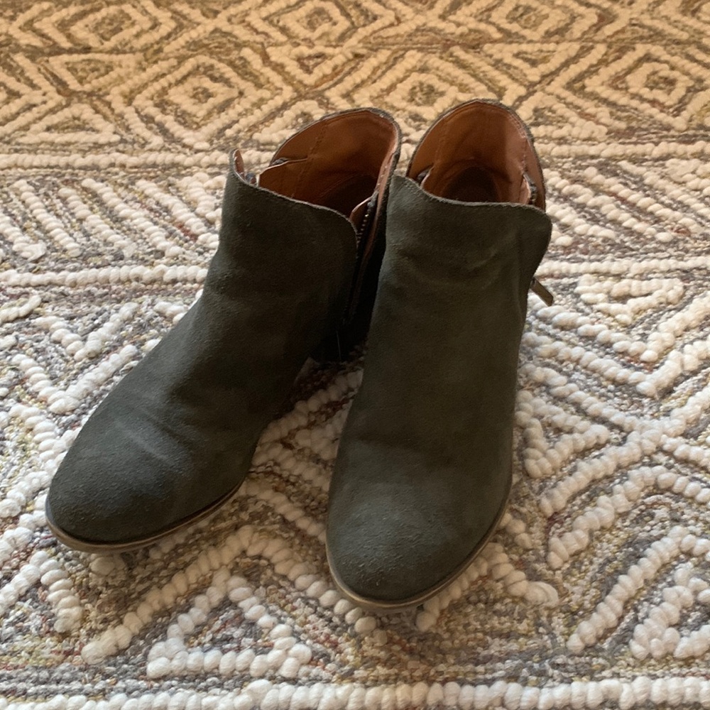 Lucky Brand Olive Green Double Zip Booties
